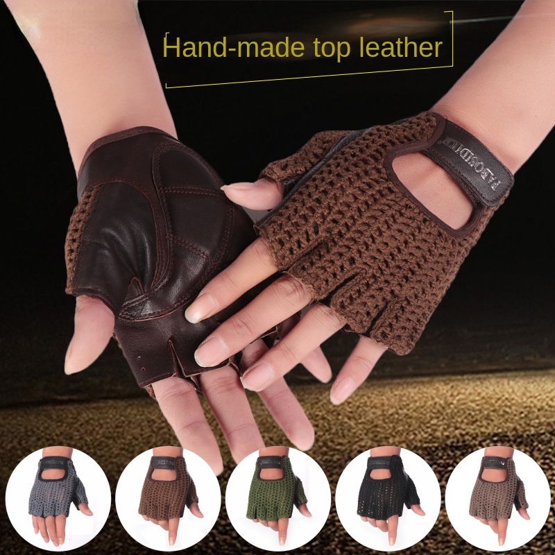 Leather Driving Glove - Sarung Tangan Kulit Sapi Retro Setengah